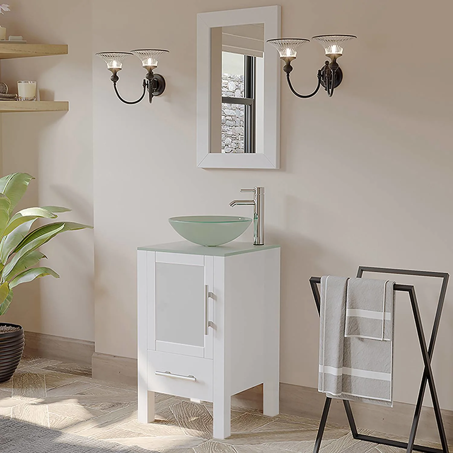 Cambridge Plumbing Complete 18 Inch Tempered Glass White Vanity Set - image 2