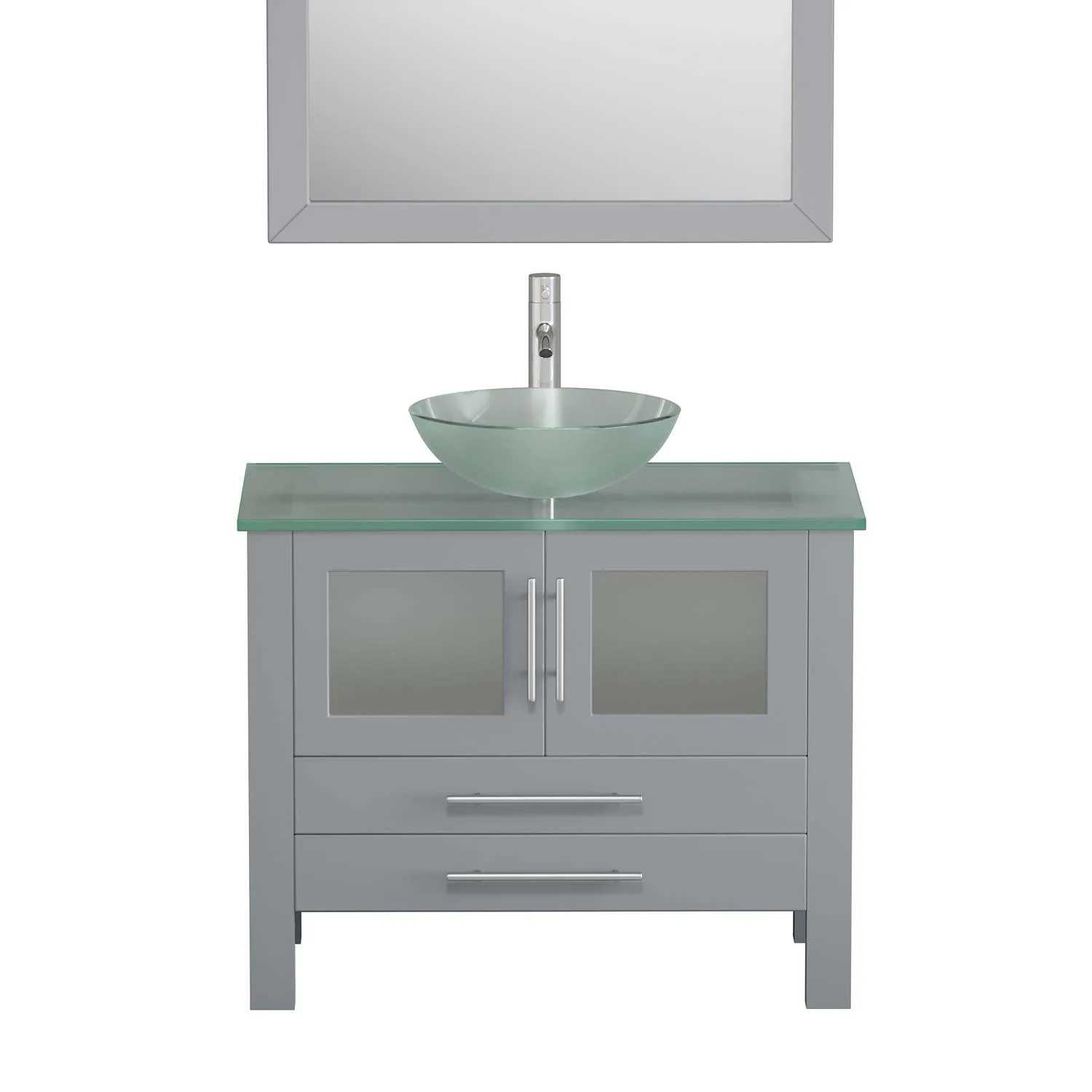 Cambridge Plumbing Complete 36 Inch Tempered Glass Gray Vanity Set