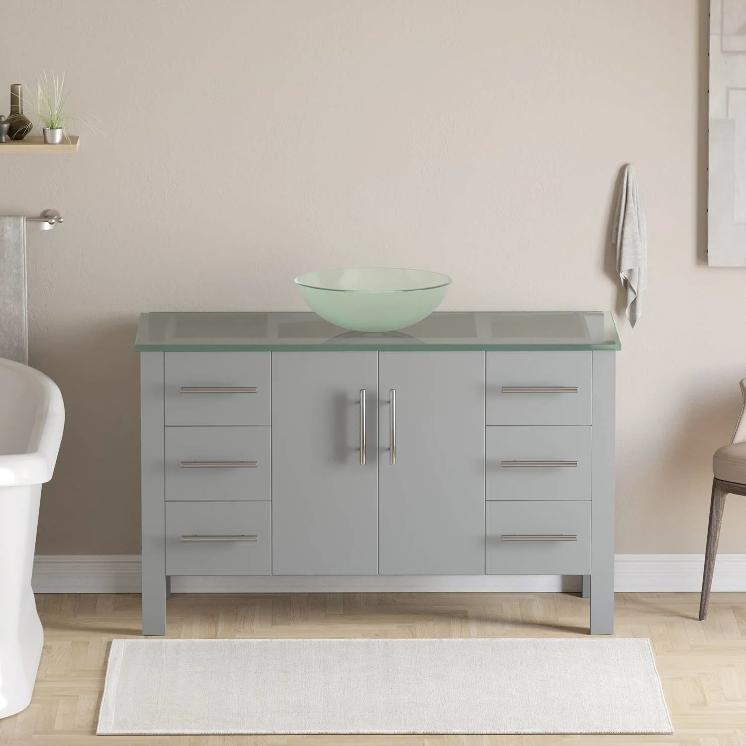 Cambridge Plumbing Complete 48 Inch Tempered Glass Gray Vanity Set - image 2