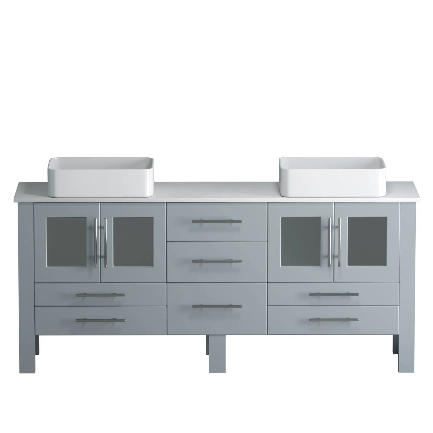 Cambridge Plumbing Complete 72 Inch White Porcelain Gray Vanity Set - image 6
