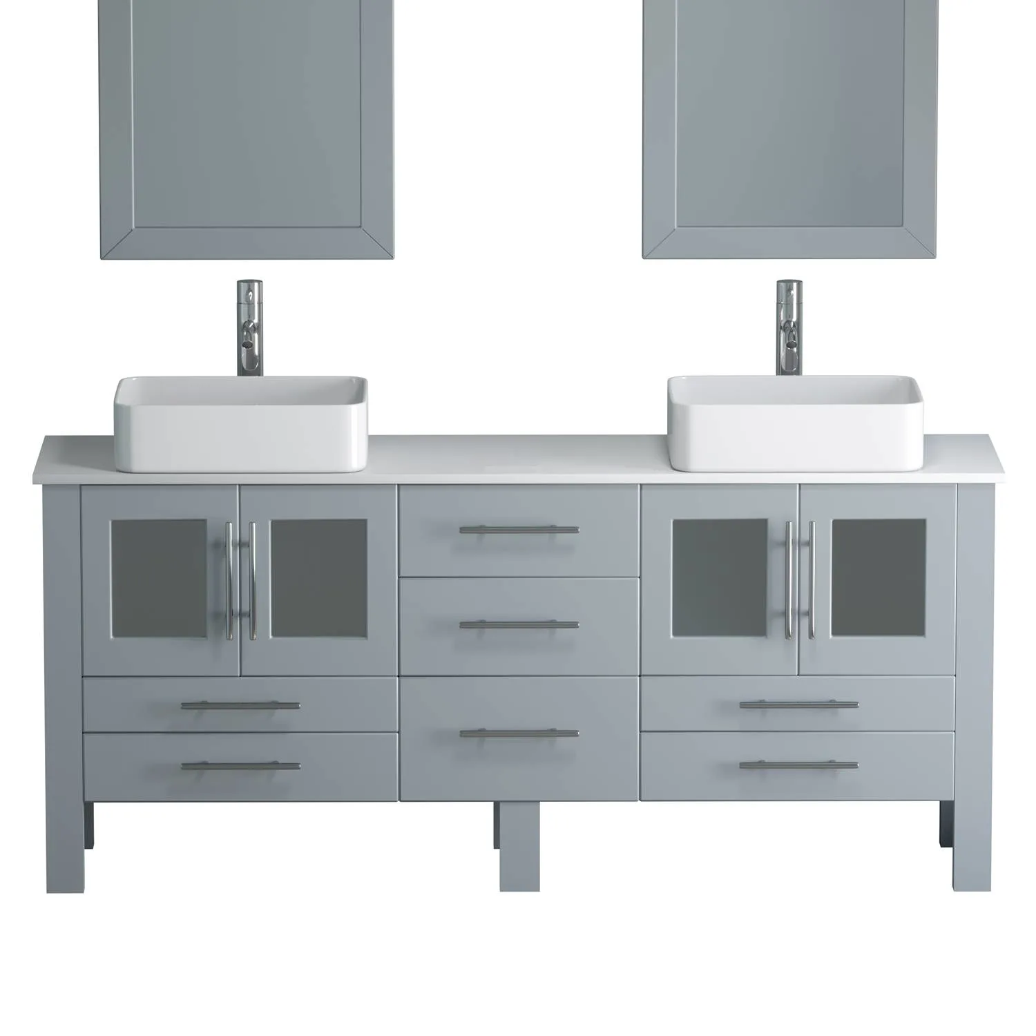 Cambridge Plumbing Complete 72 Inch White Porcelain Gray Vanity Set