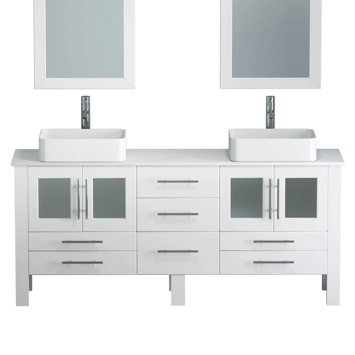 Cambridge Plumbing Complete 72 Inch White Porcelain White Vanity Set
