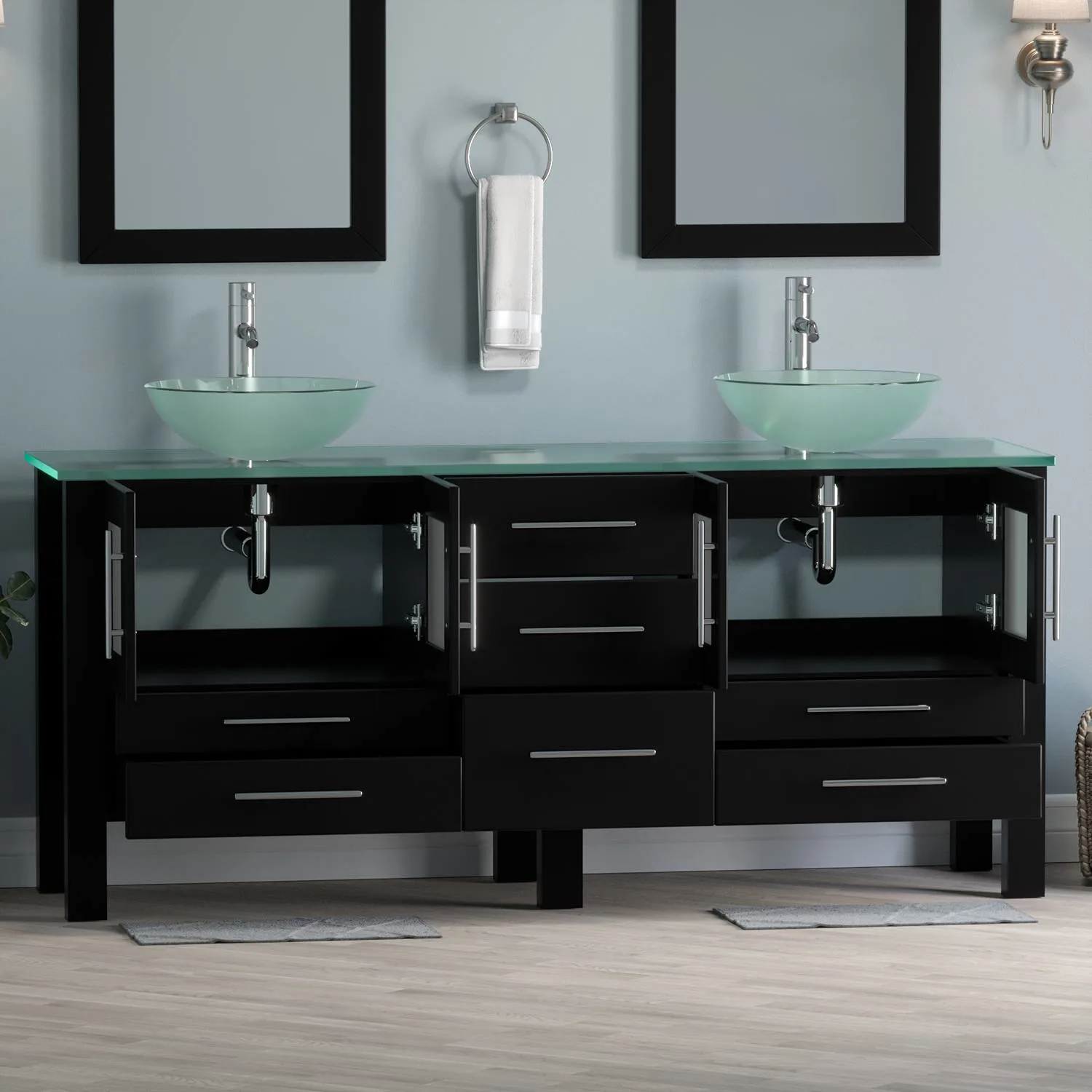 Cambridge Plumbing Complete 72 Inch Tempered Glass Espresso Vanity Set - image 4