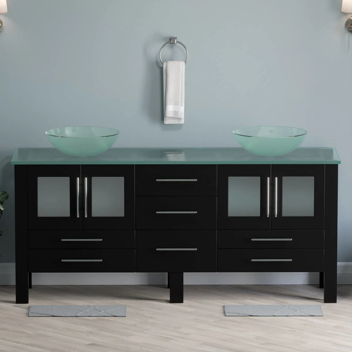 Cambridge Plumbing Complete 72 Inch Tempered Glass Espresso Vanity Set - image 5