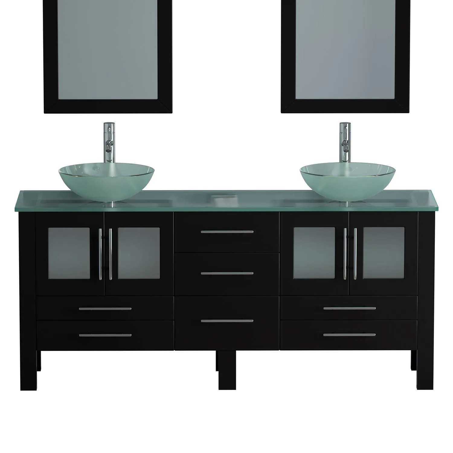 Cambridge Plumbing Complete 72 Inch Tempered Glass Espresso Vanity Set