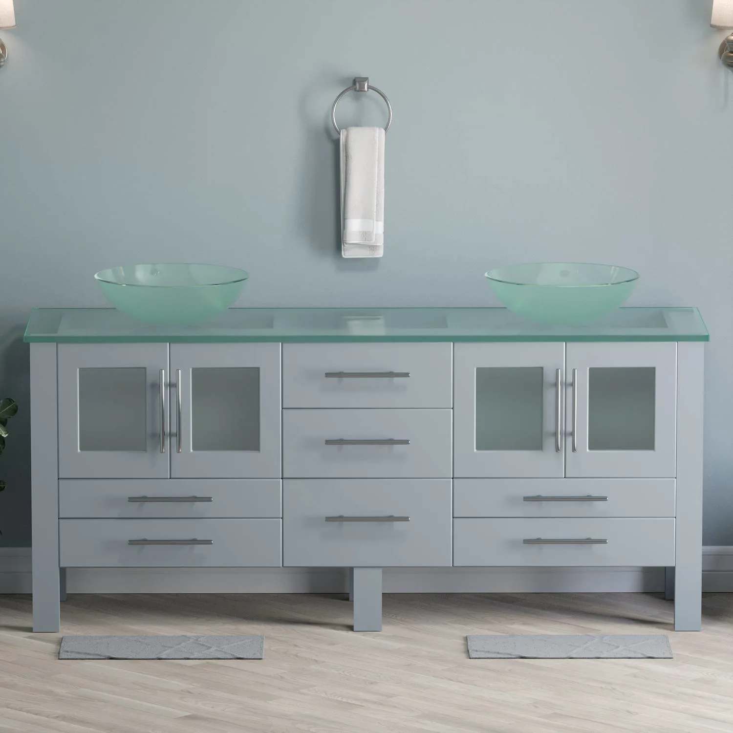 Cambridge Plumbing Complete 72 Inch Tempered Glass Gray Vanity Set - image 2