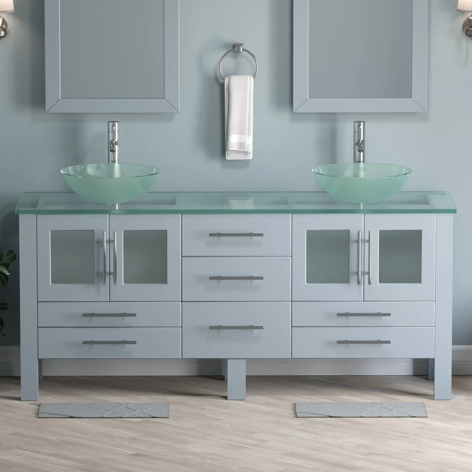 Cambridge Plumbing Complete 72 Inch Tempered Glass Gray Vanity Set - image 6
