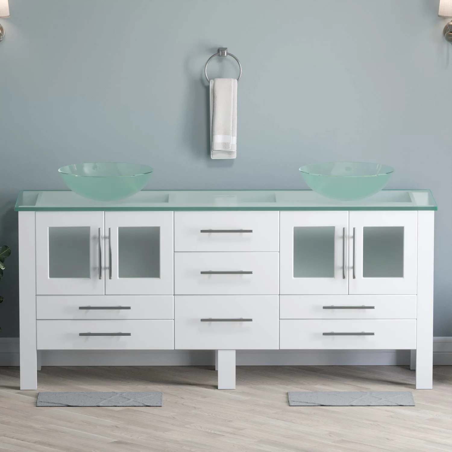Cambridge Plumbing Complete 72 Inch Tempered Glass White Vanity Set - image 4