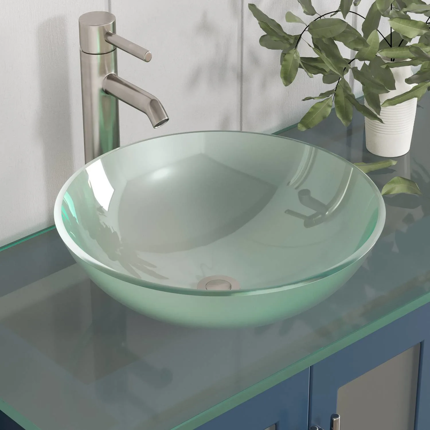 Cambridge Plumbing Complete 63 Inch Glass Counter Blue Vanity Set - image 3