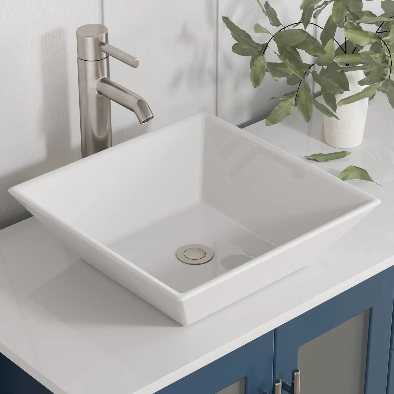 Cambridge Plumbing Complete 63 Inch White Porcelain Blue Vanity Set - image 3