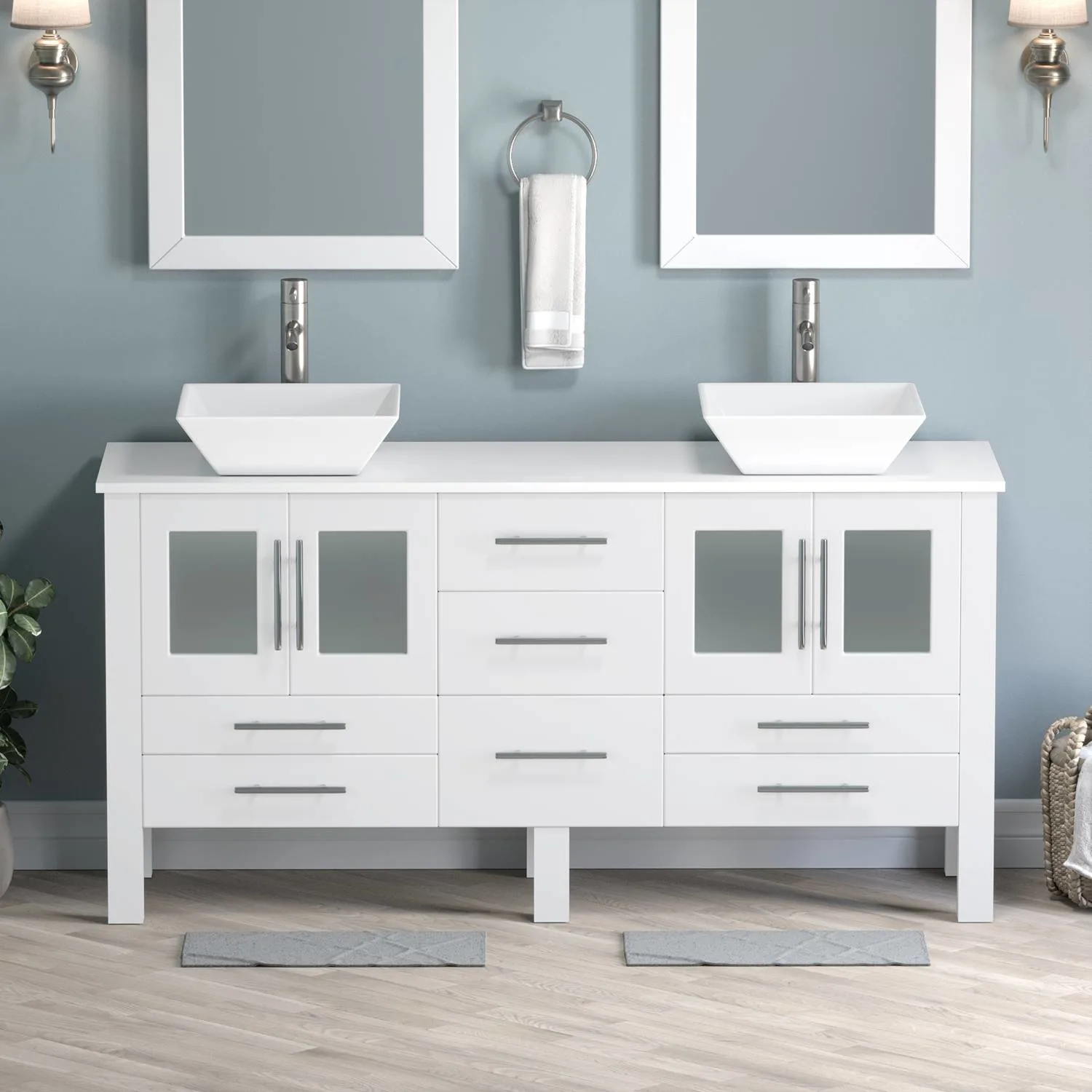Cambridge Plumbing Complete 63 Inch White Porcelain White Vanity Set - image 2