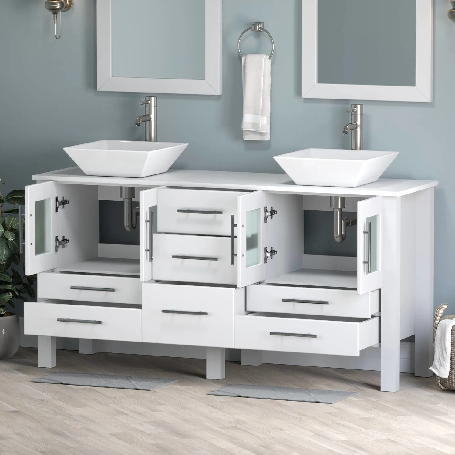 Cambridge Plumbing Complete 63 Inch White Porcelain White Vanity Set - image 4