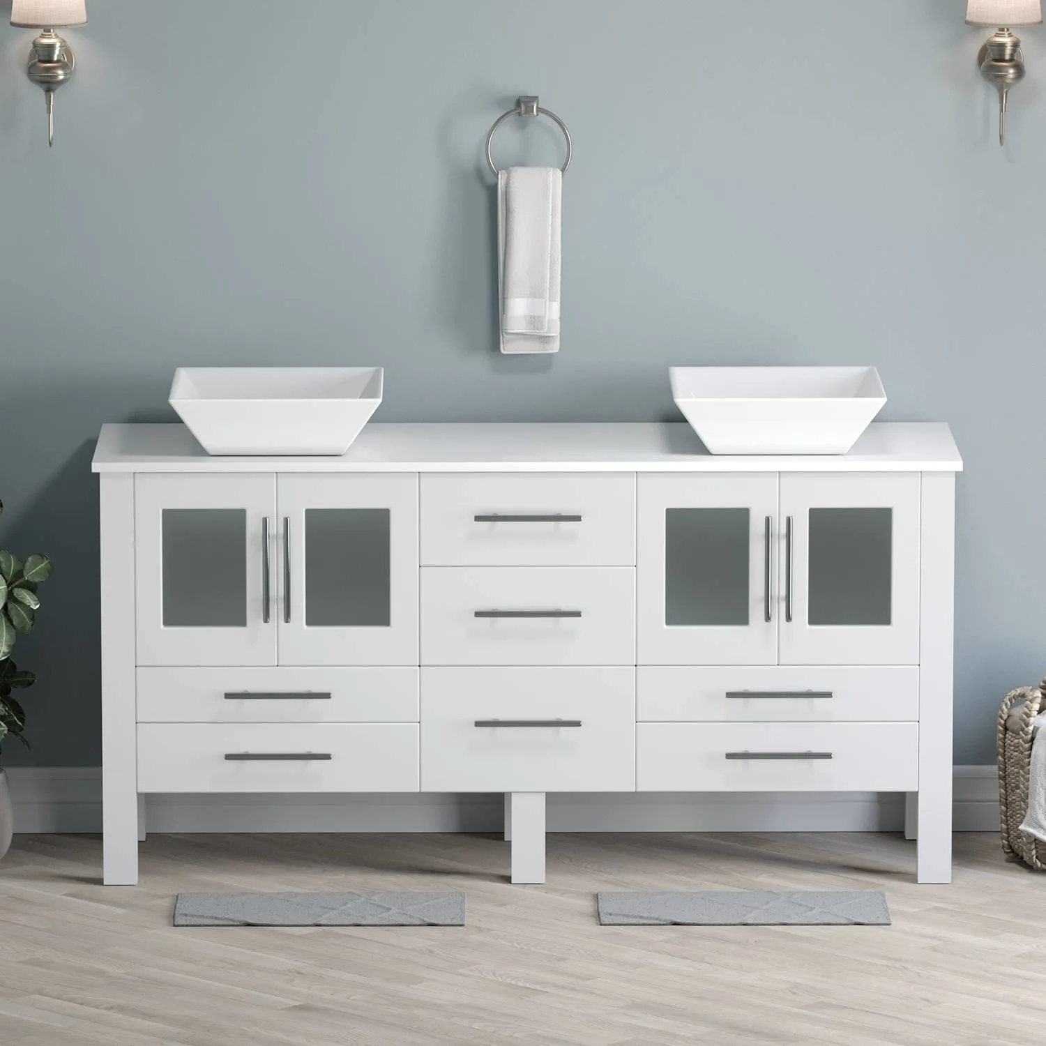 Cambridge Plumbing Complete 63 Inch White Porcelain White Vanity Set - image 5