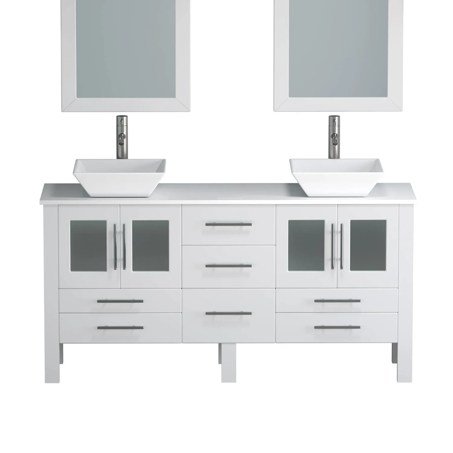 Cambridge Plumbing Complete 63 Inch White Porcelain White Vanity Set