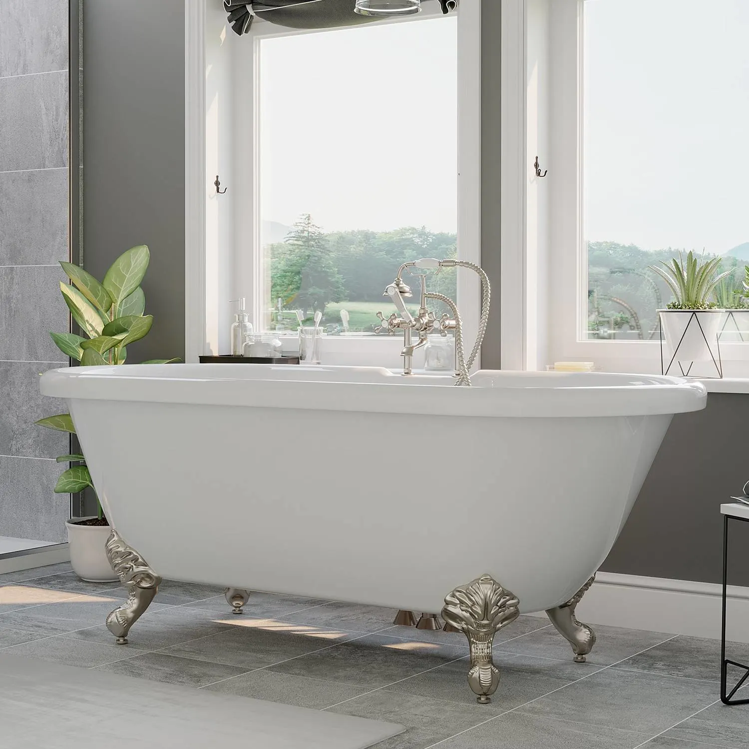 Cambridge Plumbing 70 Inch Freestanding Double Ended Acrylic Bathtub
