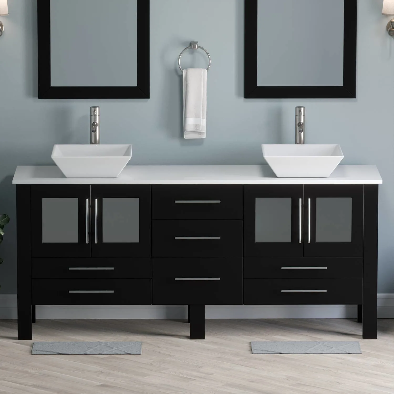 Cambridge Plumbing Complete 72 Inch White Porcelain Espresso Vanity Set - image 2