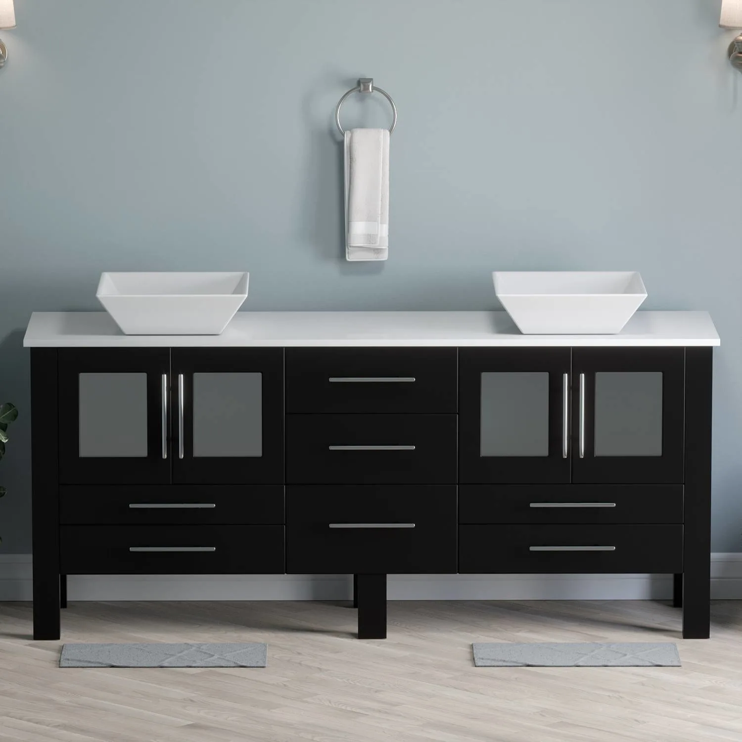 Cambridge Plumbing Complete 72 Inch White Porcelain Espresso Vanity Set - image 5