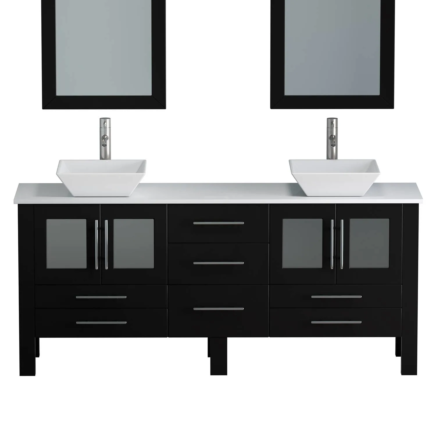Cambridge Plumbing Complete 72 Inch White Porcelain Espresso Vanity Set