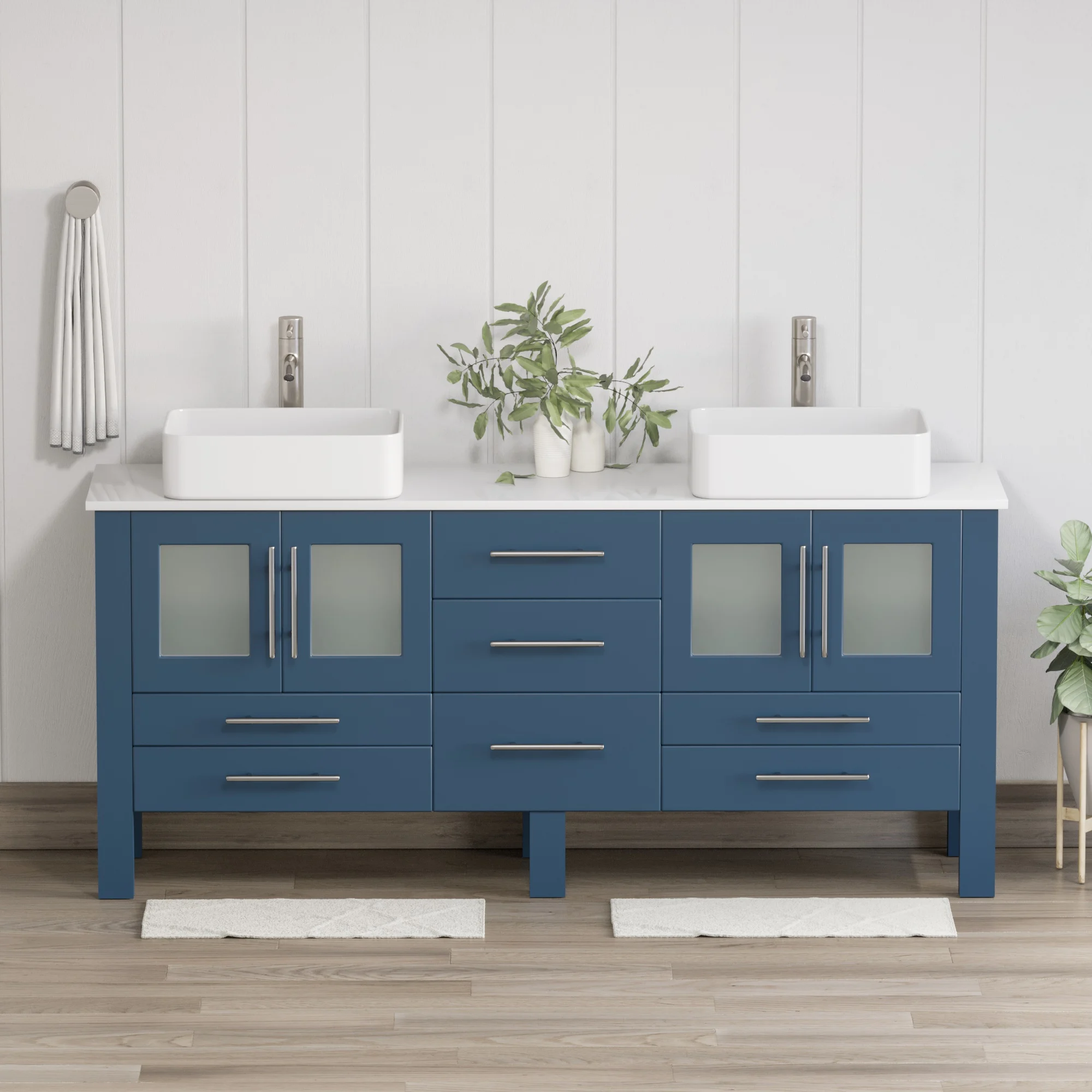 Cambridge Plumbing Complete 72 Inch White Porcelain Blue Vanity Set - image 1