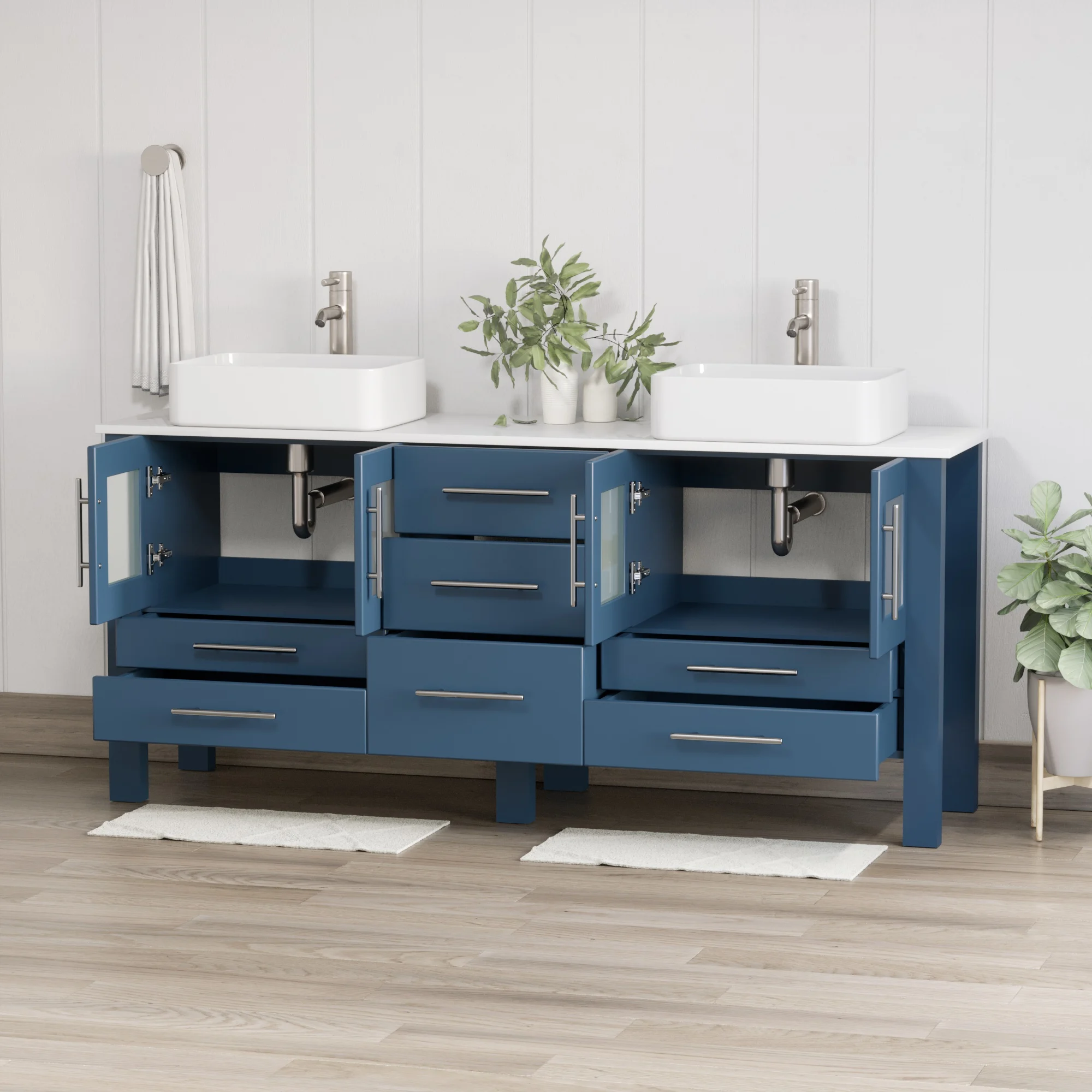 Cambridge Plumbing Complete 72 Inch White Porcelain Blue Vanity Set - image 2