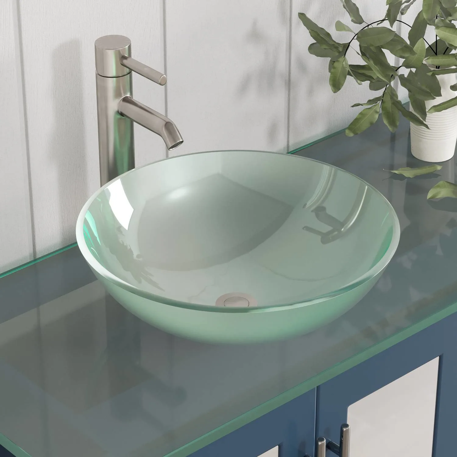 Cambridge Plumbing Complete 72 Inch Tempered Glass Blue Vanity Set - image 3