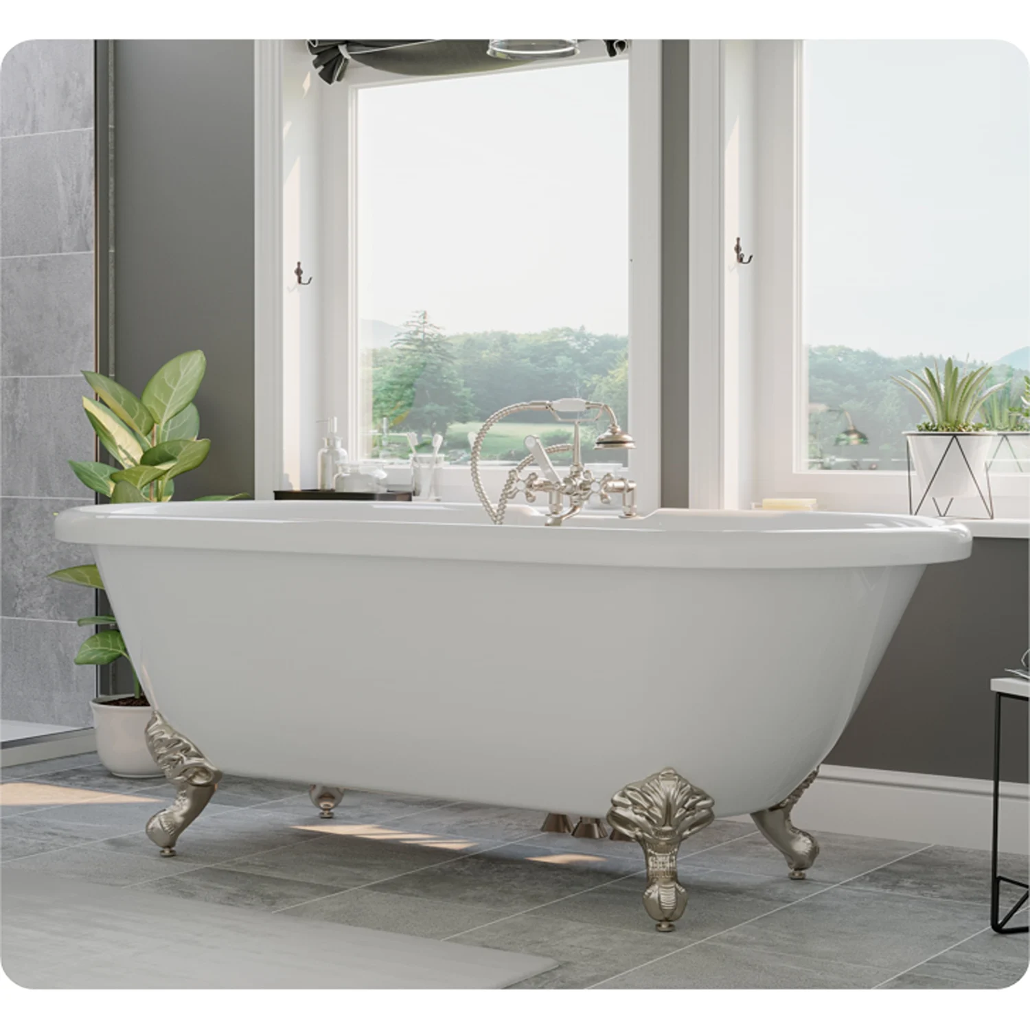 Cambridge Plumbing 60 Inch Freestanding Double Ended Acrylic Bathtub