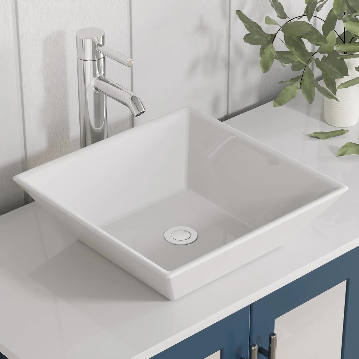 Cambridge Plumbing Complete 72 Inch White Porcelain Blue Vanity Set - image 3