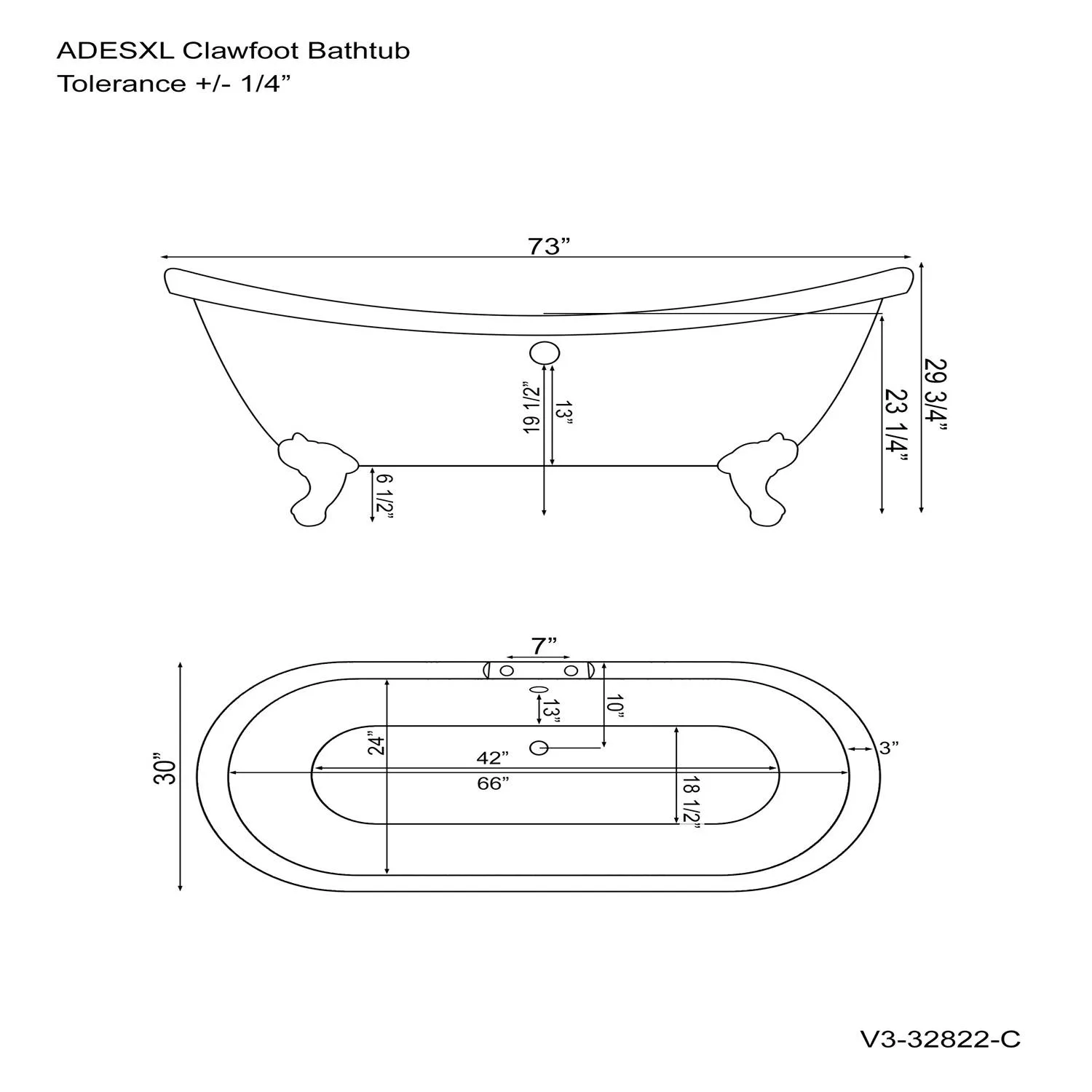Cambridge Plumbing 73 Inch Double Slipper Acrylic Bathtub - image 2