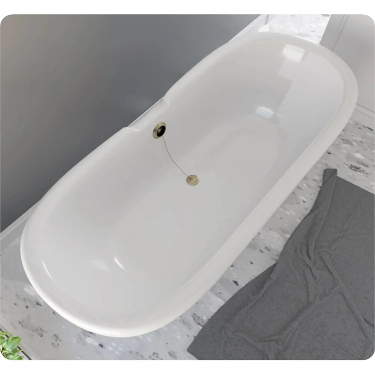 Cambridge Plumbing 69 Inch Double Ended Clawfoot Engineered Stone Bathtub - image 3