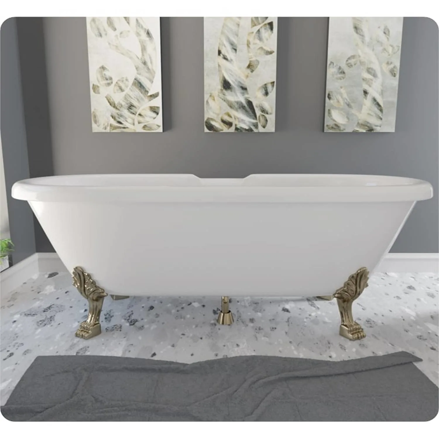 Cambridge Plumbing 69 Inch Double Ended Clawfoot Engineered Stone Bathtub