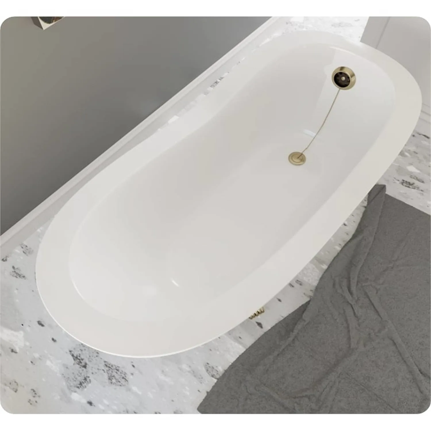 Cambridge Plumbing 62 Inch Clawfoot Slipper Engineered Stone Bathtub - image 2