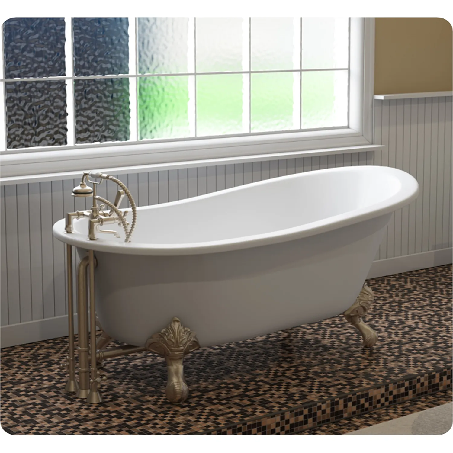 Cambridge Plumbing 61 Inch Freestanding Slipper Cast Iron Bathtub Package - image 2