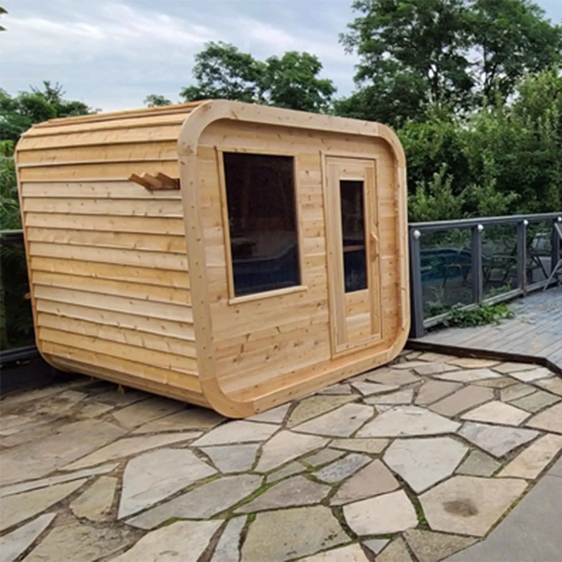 Dundalk CTC Luna 3 Person 6 kW White Cedar Barrel Sauna - image 2