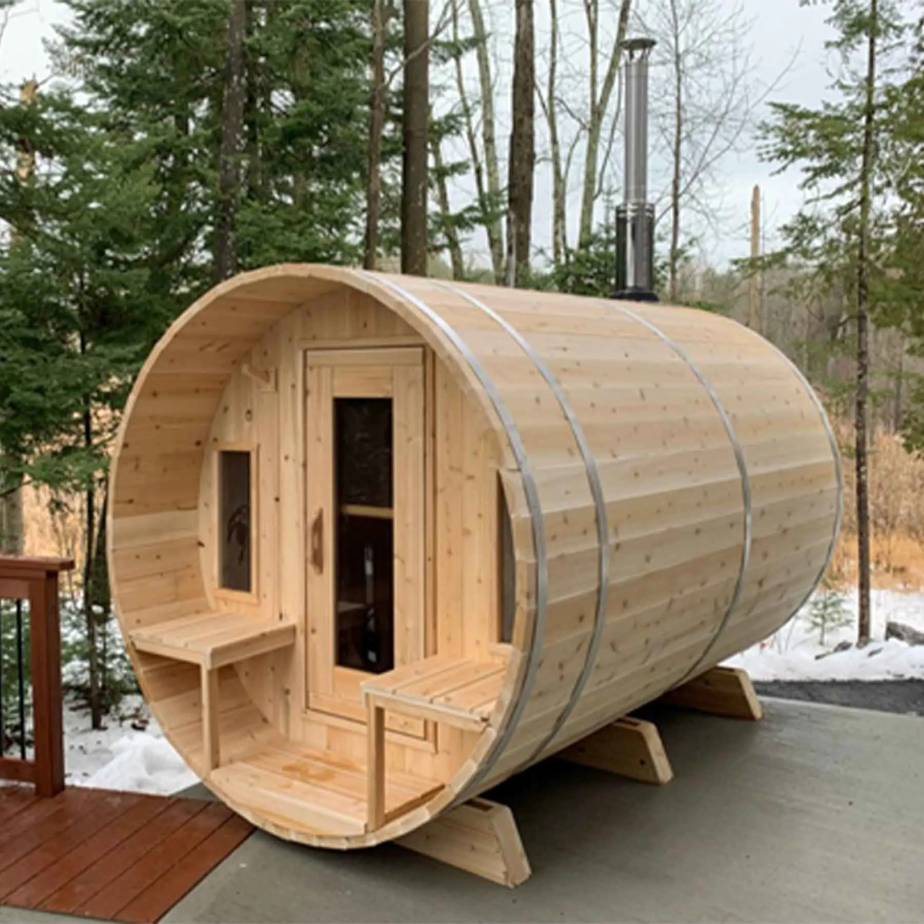 Dundalk CTC Tranquility 6 Person 6 kW White Cedar Barrel Sauna - image 2